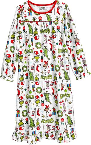 Prestigez Dr. Seuss The Grinch الذي سرق عيد الميلاد للفتيات والأطفال الصغار بأكمام طويلة ثوب نوم الجدة التقليدي in Kuwait