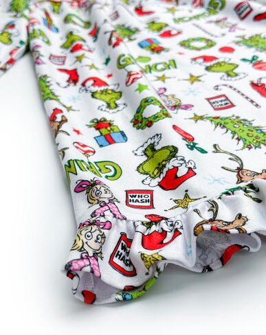 Prestigez Dr. Seuss The Grinch الذي سرق عيد الميلاد للفتيات والأطفال الصغار بأكمام طويلة ثوب نوم الجدة التقليدي in Kuwait