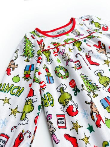 Prestigez Dr. Seuss The Grinch الذي سرق عيد الميلاد للفتيات والأطفال الصغار بأكمام طويلة ثوب نوم الجدة التقليدي in Kuwait