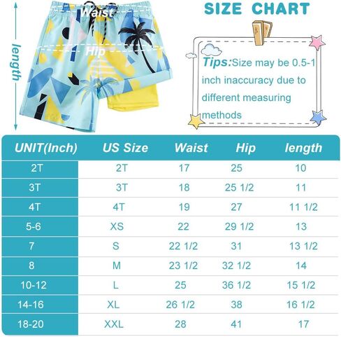Cozople Boys Swim Trunks Compression Liner Swim Shorts Quick Dry Bathing Suit with Boxer Brief Swimwear 2-20T in Saudi Arabia