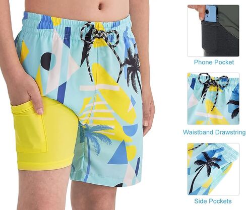 Cozople Boys Swim Trunks Compression Liner Swim Shorts Quick Dry Bathing Suit with Boxer Brief Swimwear 2-20T in Saudi Arabia