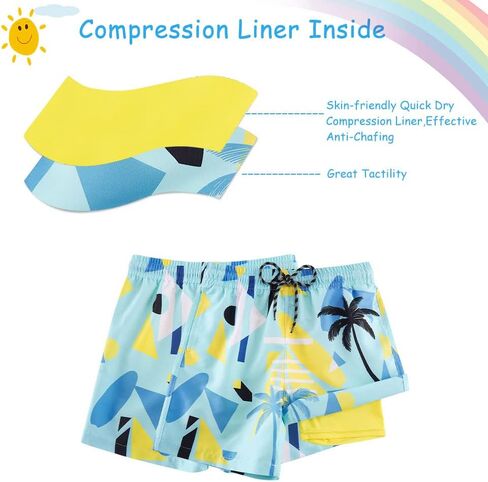 Cozople Boys Swim Trunks Compression Liner Swim Shorts Quick Dry Bathing Suit with Boxer Brief Swimwear 2-20T in Saudi Arabia