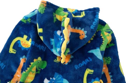 Camidy 3-8T Boys Hooded Dinosaur Bathrobe Flannel Gown Robe Bath Towel Soft Fleece Jumpsuit Homewear Loungewear in Kuwait