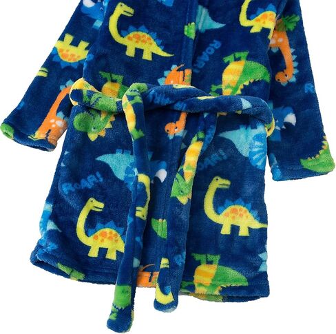 Camidy 3-8T Boys Hooded Dinosaur Bathrobe Flannel Gown Robe Bath Towel Soft Fleece Jumpsuit Homewear Loungewear in Kuwait