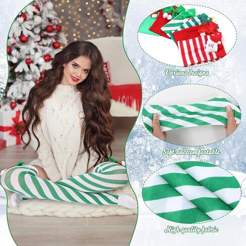 جوارب طويلة فوق الركبة بتصميم مخطط للكريسماس للنساء من واي اف اكس كيو واي اف اس اتش - 16 زوج in Kuwait