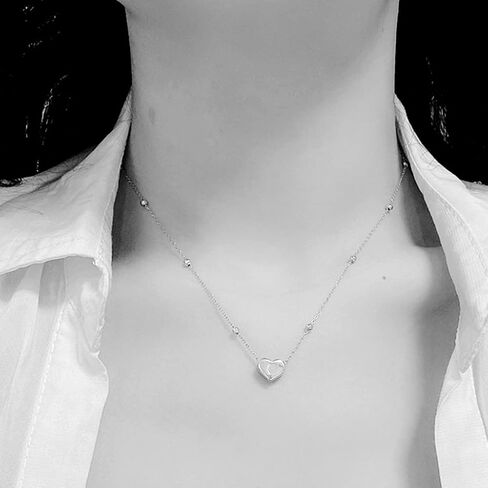 Jude Jewelers Stainless Steel Heart Charm Floating Slide Classic Plain Wedding Statement Collar Necklace in Saudi Arabia
