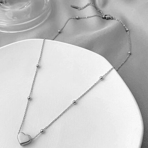Jude Jewelers Stainless Steel Heart Charm Floating Slide Classic Plain Wedding Statement Collar Necklace in Saudi Arabia