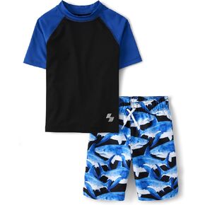 The Children's Place,Short Sleeve Rash Guard and Bottoms,boys,Shark,Large in Kuwait