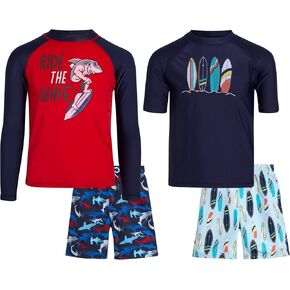 TONY HAWK Boys' Rash Guard Set - 4 Piece UPF 50+ Quick Dry Swim Trunks and Swim Shirt (4-7) in Kuwait