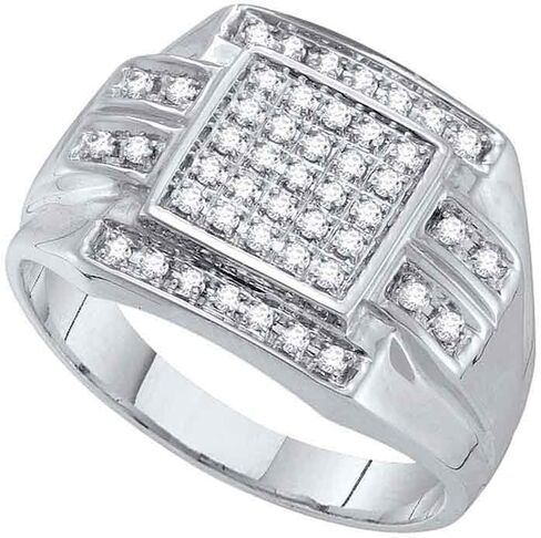 Sonia Jewels 10K White Gold Round Diamond Mens Fashion Ring - Prong Setting (1/3 cttw.) in Saudi Arabia