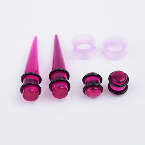 50PCS Acrylic, Silicone Ear Stretching Kit: Lightweight Tapers, Tunnels & Plugs for Starter Expanders | Body Piercing Jewelry Earring Gauges Gauging Set for Men, Women (Size: 14G-0000G, Purple) in Saudi Arabia