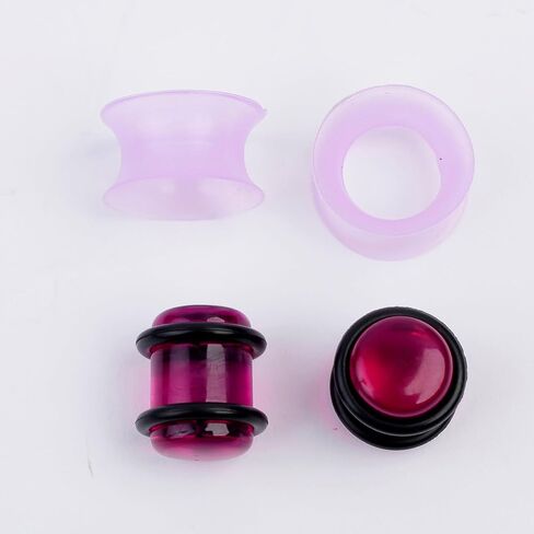 50PCS Acrylic, Silicone Ear Stretching Kit: Lightweight Tapers, Tunnels & Plugs for Starter Expanders | Body Piercing Jewelry Earring Gauges Gauging Set for Men, Women (Size: 14G-0000G, Purple) in Saudi Arabia