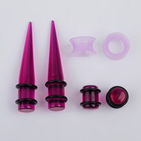 50PCS Acrylic, Silicone Ear Stretching Kit: Lightweight Tapers, Tunnels & Plugs for Starter Expanders | Body Piercing Jewelry Earring Gauges Gauging Set for Men, Women (Size: 14G-0000G, Purple) in Saudi Arabia