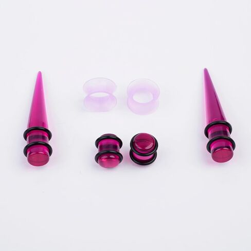 50PCS Acrylic, Silicone Ear Stretching Kit: Lightweight Tapers, Tunnels & Plugs for Starter Expanders | Body Piercing Jewelry Earring Gauges Gauging Set for Men, Women (Size: 14G-0000G, Purple) in Saudi Arabia