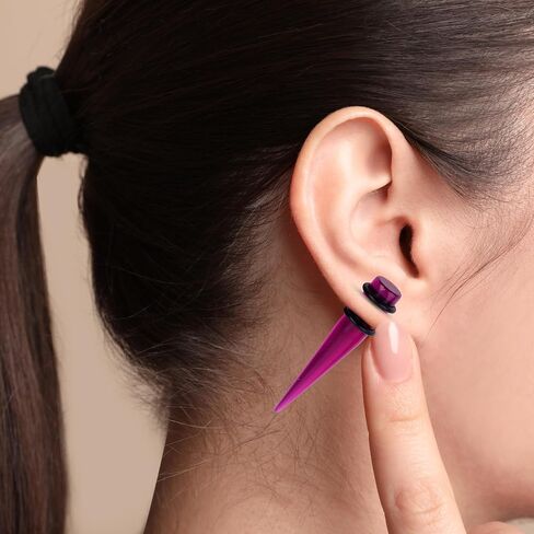 50PCS Acrylic, Silicone Ear Stretching Kit: Lightweight Tapers, Tunnels & Plugs for Starter Expanders | Body Piercing Jewelry Earring Gauges Gauging Set for Men, Women (Size: 14G-0000G, Purple) in Saudi Arabia