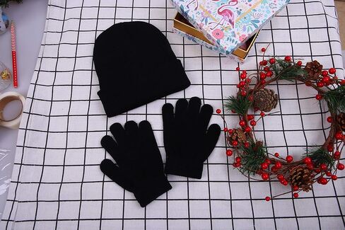 Cooraby 6 Pack Beanies Hats and 6 Pairs Stretchy Full Fingers Gloves for Boys Girls in Saudi Arabia