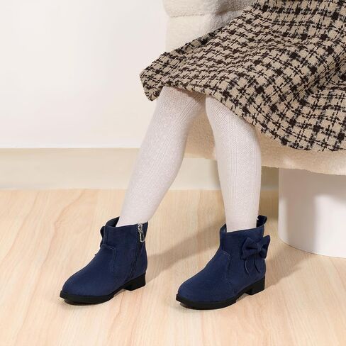 PANDANINJIA Toddler/Little Kid Girl's Sofia Sweet Short Ankle Boots Bowknot Side Zipper Dress Booties in Saudi Arabia