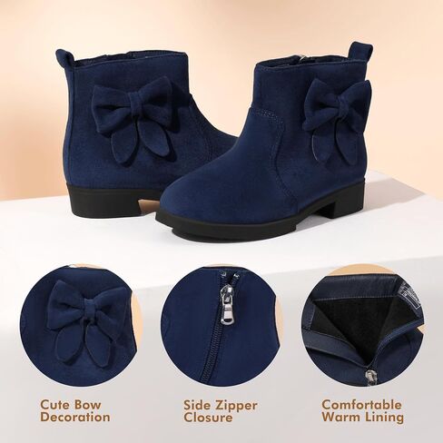 PANDANINJIA Toddler/Little Kid Girl's Sofia Sweet Short Ankle Boots Bowknot Side Zipper Dress Booties in Saudi Arabia