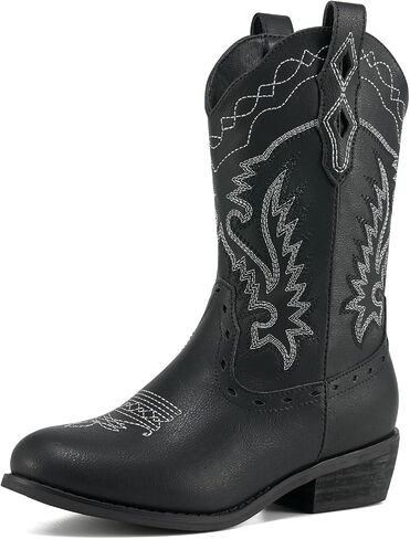 Rollda Kids Cowboy Boots Western Round Toe Cowgirl Boots for Boys Girls Toddler/Little Kid/Big Kid in Kuwait