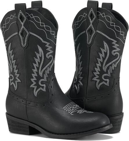 Rollda Kids Cowboy Boots Western Round Toe Cowgirl Boots for Boys Girls Toddler/Little Kid/Big Kid in Kuwait