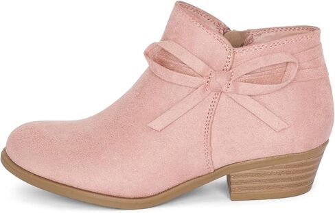 STYLISH S MIRLO-K ~ Little Girls Low Stacked Heel Almond Toe Ankle Booties With Side Zipper And Bow Tie in Kuwait