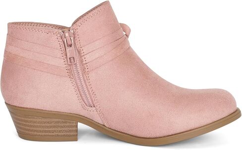 STYLISH S MIRLO-K ~ Little Girls Low Stacked Heel Almond Toe Ankle Booties With Side Zipper And Bow Tie in Kuwait