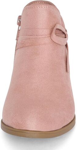 STYLISH S MIRLO-K ~ Little Girls Low Stacked Heel Almond Toe Ankle Booties With Side Zipper And Bow Tie in Kuwait