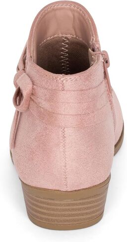 STYLISH S MIRLO-K ~ Little Girls Low Stacked Heel Almond Toe Ankle Booties With Side Zipper And Bow Tie in Kuwait