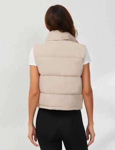 Fengbay Sleeveless Zip Up Puffer Vest for Women, Warm Stand Collar Down Vest, Lightweight Bubble Quilted Puffy Cropped Vests in Saudi Arabia