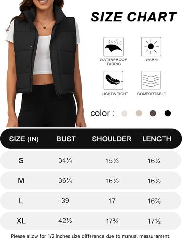 Fengbay Sleeveless Zip Up Puffer Vest for Women, Warm Stand Collar Down Vest, Lightweight Bubble Quilted Puffy Cropped Vests in Saudi Arabia