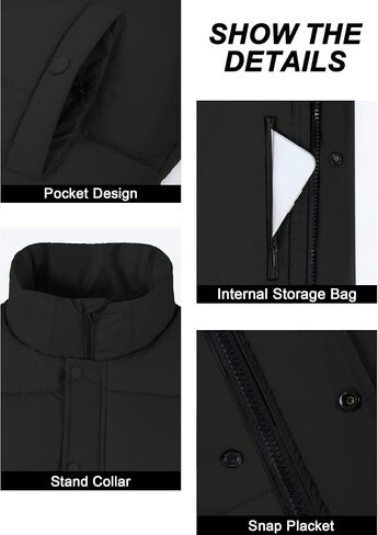 Fengbay Sleeveless Zip Up Puffer Vest for Women, Warm Stand Collar Down Vest, Lightweight Bubble Quilted Puffy Cropped Vests in Saudi Arabia