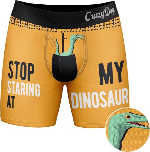 Crazy Dog T-Shirts Mens Stop Staring At My Dinosaur Boxers Funny Sarcastic Sexual Joke Novelty Underwear For Guys in Saudi Arabia