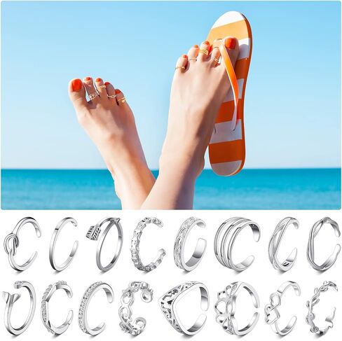 Henoyso 48 Pcs Toe Rings for Women Teens Girls Summer Adjustable Vintage Retro Knuckle Ring Sandal Beach Foot Jewelry Finger Tail Ring, Gold, Silver and Rose Gold, 0.6-0.78 in in Saudi Arabia