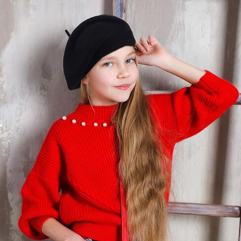 Hoosige 54 Pcs Wool Beret French Beret Artist Hat Pumpkin Beret Solid Color Beret Simple Beret Caps Fall Winter Beret Hats for Valentine Adults Girls Women Lady Birthday in Kuwait