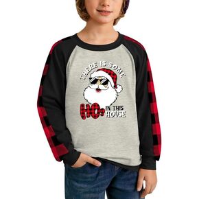 BesserBay Christmas Unisex Kids Raglan Plaid Long Sleeve Shirt 4-12 Years