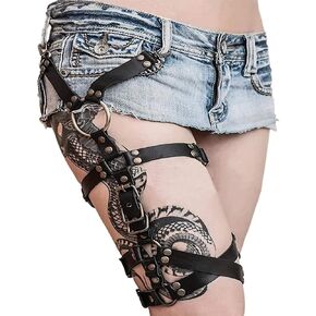 Women Leather Body Chain Thigh Harness Adjustable Punk Caged Waist Belts Leg Garters Rave Club Party in Saudi Arabia