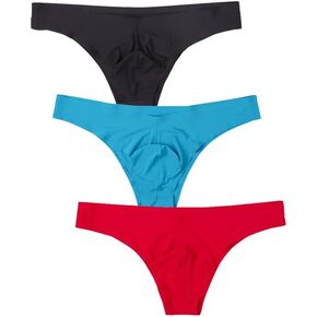 Men's Solid Color Ice Silk Traceless Breathable Bikini Thongs Underwear Low Rise Panties Briefs