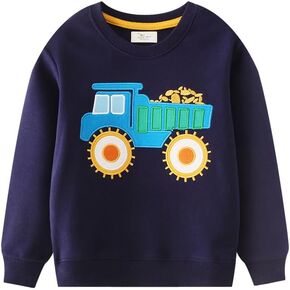 RETSUGO Toddler Little Boys 100% Cotton Crewneck Sweatshirts Long Sleeve Shirt Pullover Sweater Kid Fall Clothes 2-7 Years in Saudi Arabia