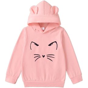 PATPAT Girl's Cute Cat Ear Hoodies Long Sleeve Causal Plain Hoodie Sweatshirt Shirt