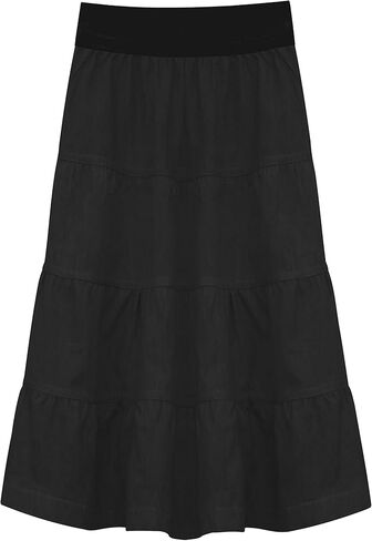Baby'O Girl's Lightweight 4 Tiered Cotton Twill Below The Knee Length Skirt in Saudi Arabia