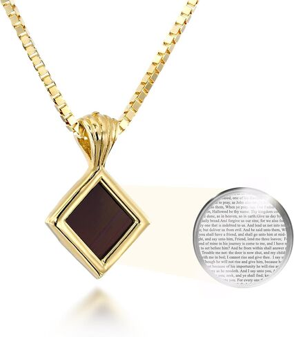 Tiny Christian Pendant with Smallest Nano Bible - on Square Rhombus Necklace for Women with Entire KJV New Testament Holy Scriptures on 0.2" Microchip, Religious Jewelry for Her, 18" Box Chain in Saudi Arabia