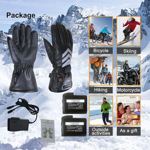 AWOEZ Electrically Heated Gloves for Men 7.4V 5000mAh Thermal Heating Faux Leather Gloves Hand Warmer for Outdoor Walking Driving Motorcycle Cycling Riding Skiing Snowboarding Snow Shoveling Gift in Kuwait