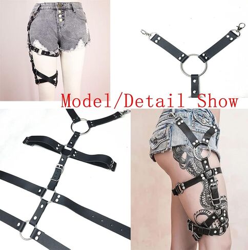 Women Leather Body Chain Thigh Harness Adjustable Punk Caged Waist Belts Leg Garters Rave Club Party in Saudi Arabia