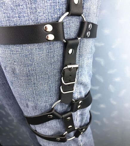 Women Leather Body Chain Thigh Harness Adjustable Punk Caged Waist Belts Leg Garters Rave Club Party in Saudi Arabia