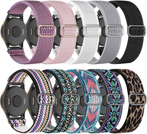 متوافق مع Garmin Vivoactive 5 Band 20mm، Vivoactive 6/3، 10 عبوات من أحزمة الساعة المصنوعة من النايلون لـ Garmin Forerunner 170/70/165/55/245/Venu Sq 2/Venu 2 Plus حزام بديل ناعم قابل للتمدد للنساء والرجال in Kuwait