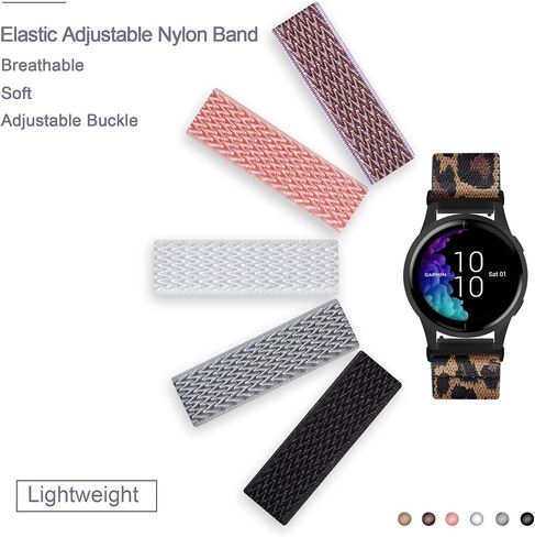 متوافق مع Garmin Vivoactive 5 Band 20mm، Vivoactive 6/3، 10 عبوات من أحزمة الساعة المصنوعة من النايلون لـ Garmin Forerunner 170/70/165/55/245/Venu Sq 2/Venu 2 Plus حزام بديل ناعم قابل للتمدد للنساء والرجال in Kuwait