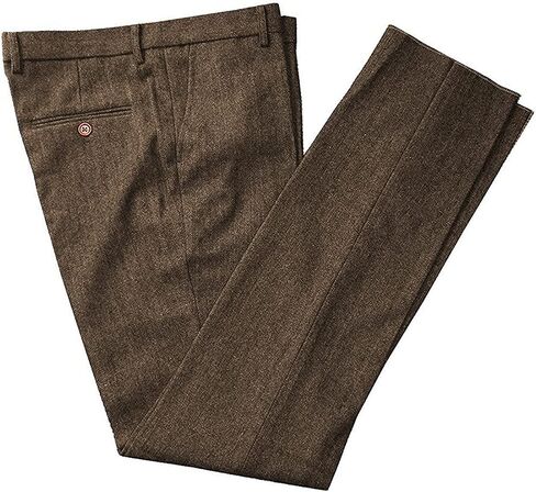 Men's Tweed Pants Herringbone Thick Wool Pleated Front Dress Suit Vintage Trousers in Kuwait