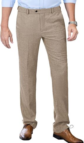 Men's Tweed Pants Herringbone Thick Wool Pleated Front Dress Suit Vintage Trousers in Kuwait