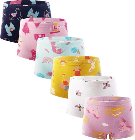 Kids Little Girls Underwear Toddler Baby 100% Cotton Soft Briefs Panties Cartoon Big Girls Undies 1-10 Years (Pack of 6) in Kuwait