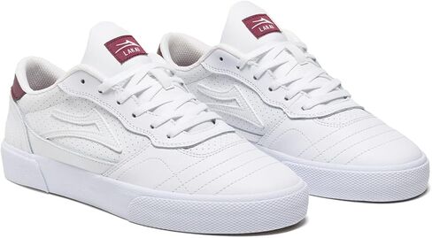 Lakai Skateboard Shoes Cambridge White/Burgundy Leather in Saudi Arabia
